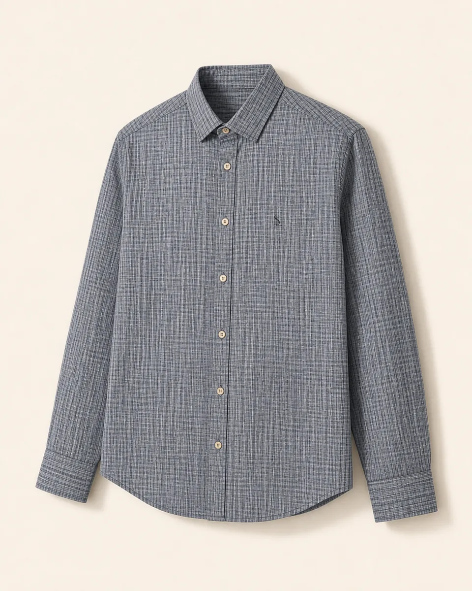 Blue-Gray Check Shirt, three quarter catalog
