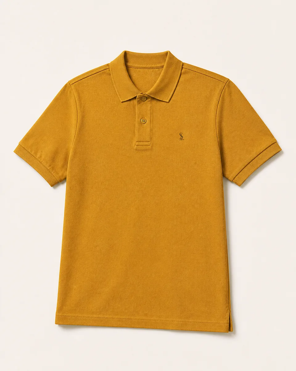 Mustard Polo, three quarter catalog
