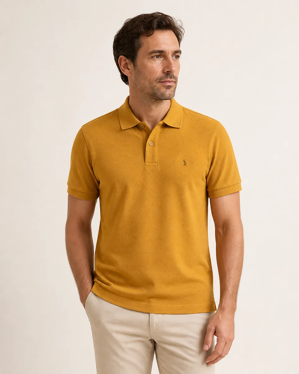 Mustard Polo, on model studio