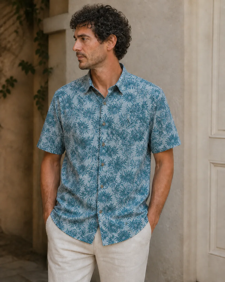 Teal Floral Shirt, lifestyle campaign