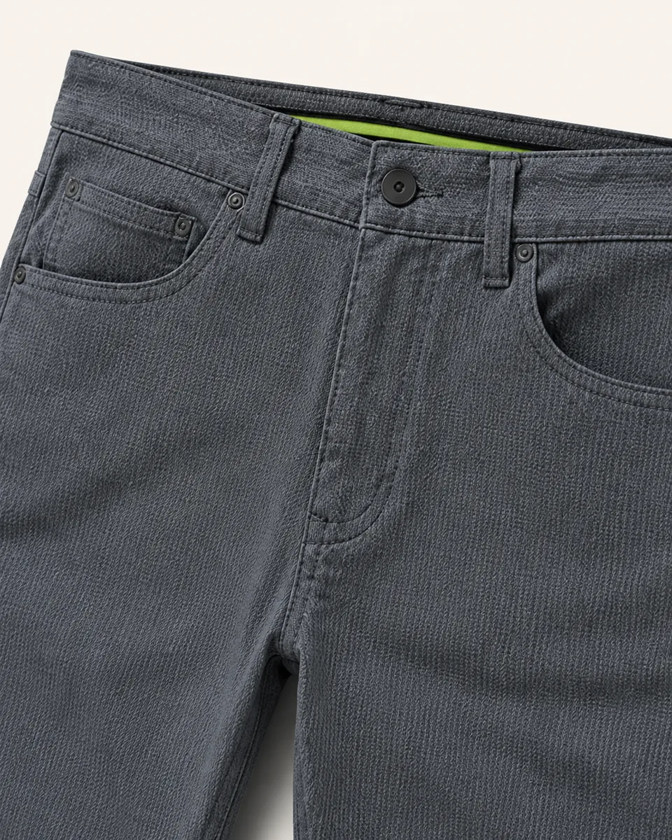 Textured Gray Trouser, front detail