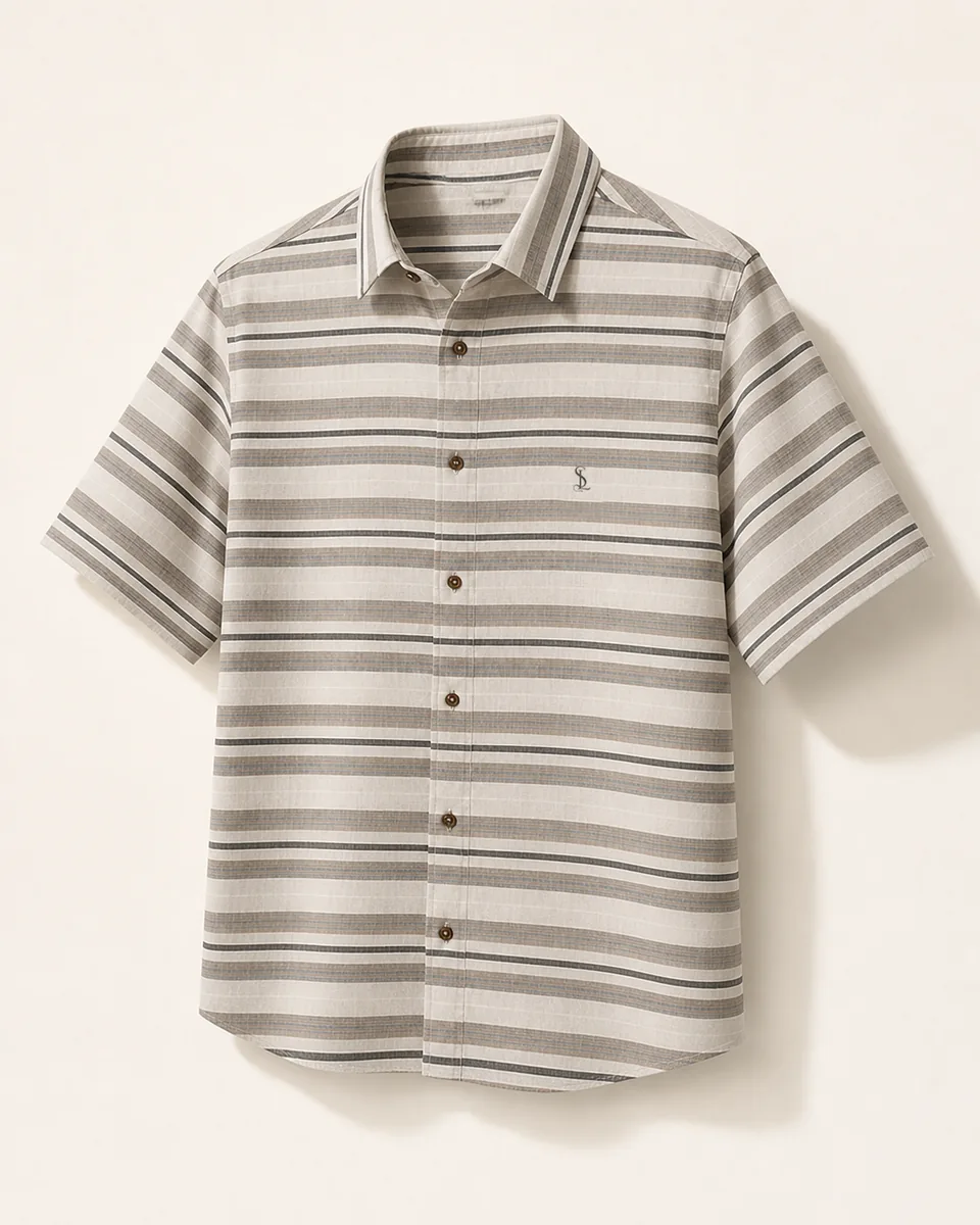 Striped Short-Sleeve Shirt, three quarter catalog