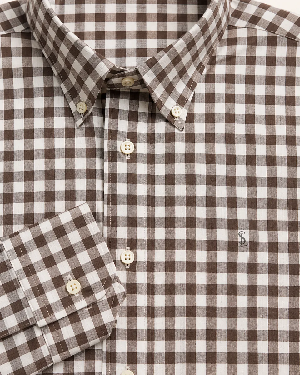 Gingham Shirt, detail collar cuff monogram