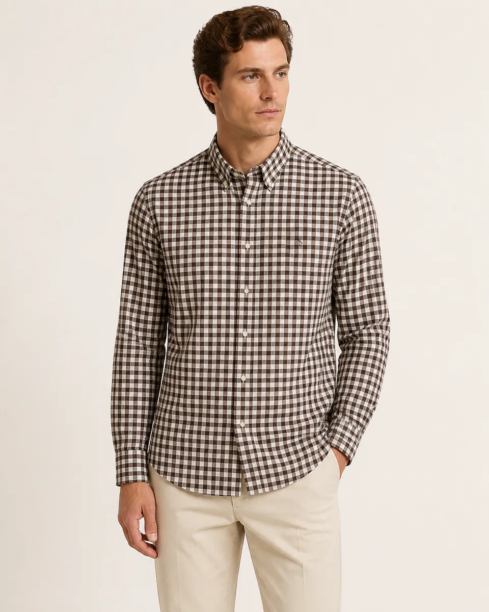 Gingham Shirt, on model studio
