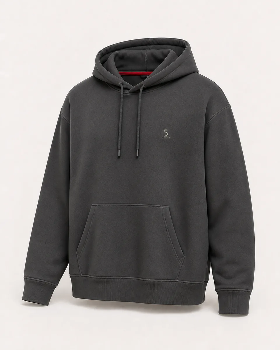 Charcoal-Grey Pullover Hoodie, Three Quarter Catalog
