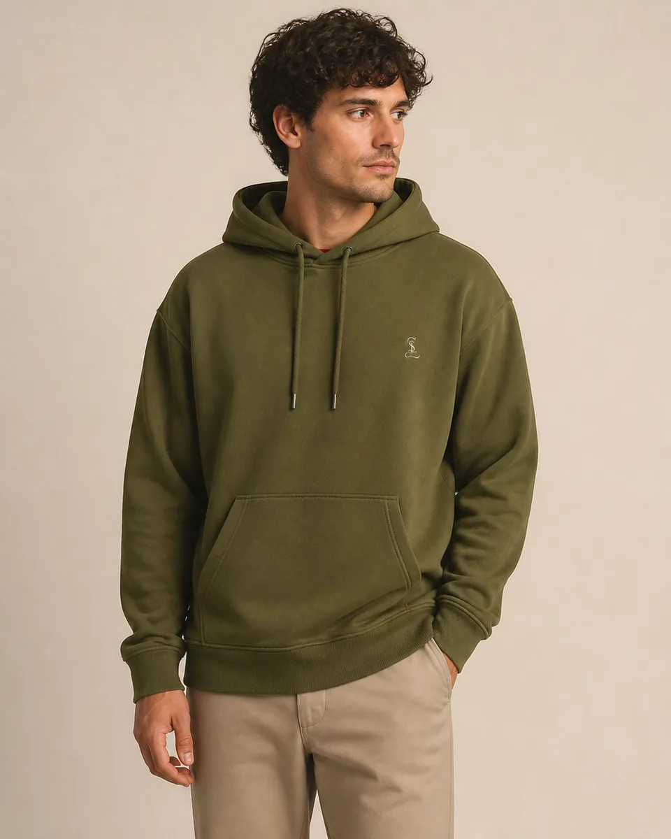 Military Olive Hoodie, On Model Studio