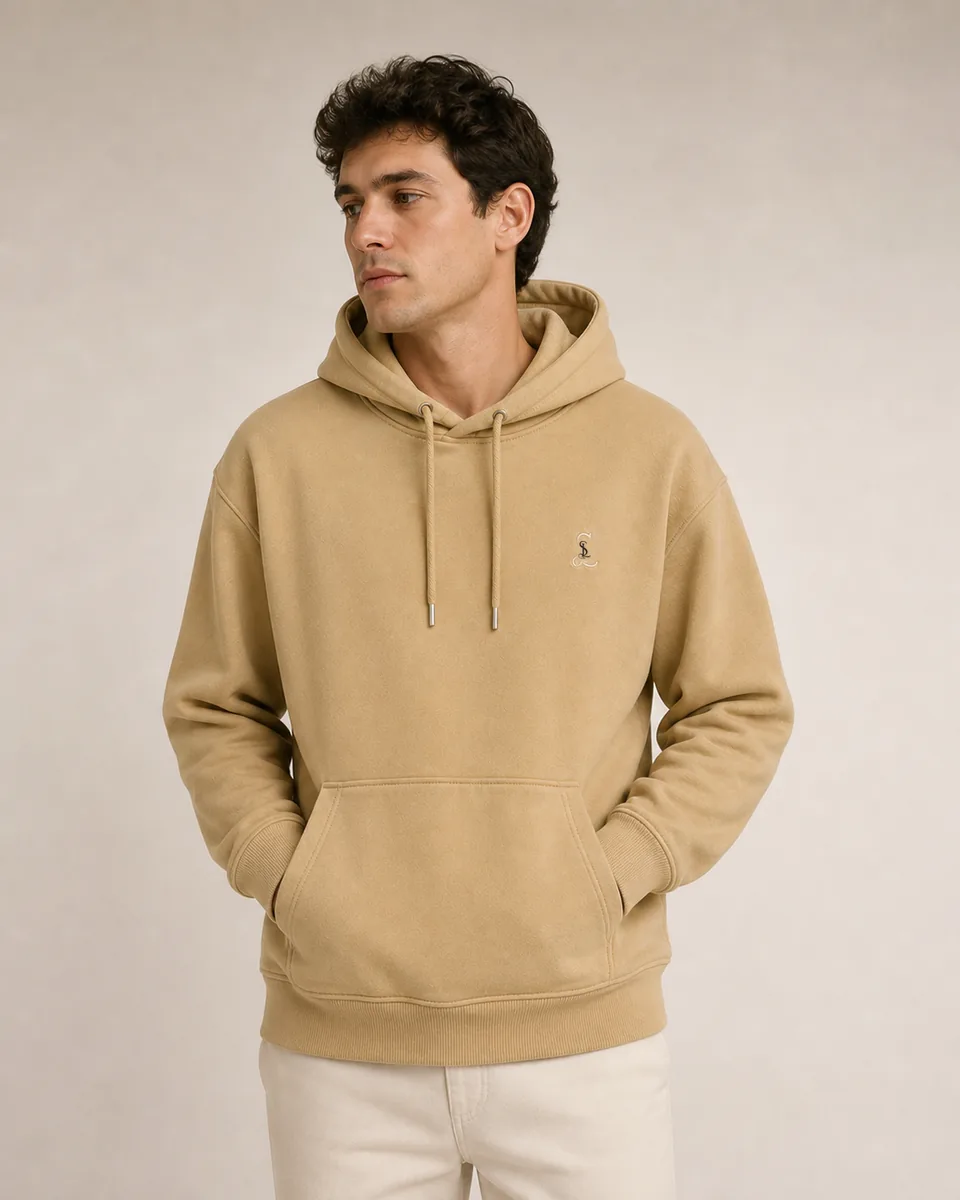Warm Beige Hoodie, On Model Studio