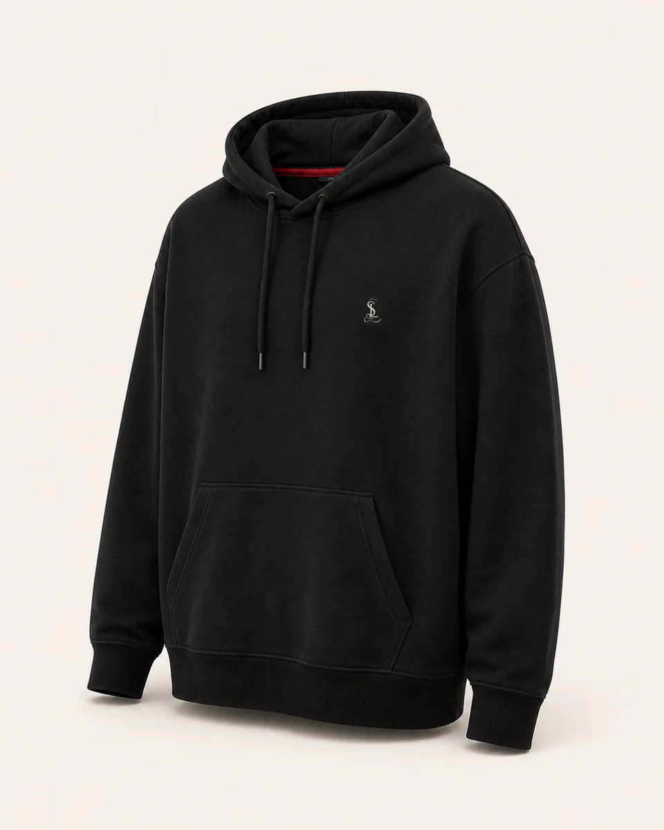 Deep-Black Hoodie, Three Quarter Catalog