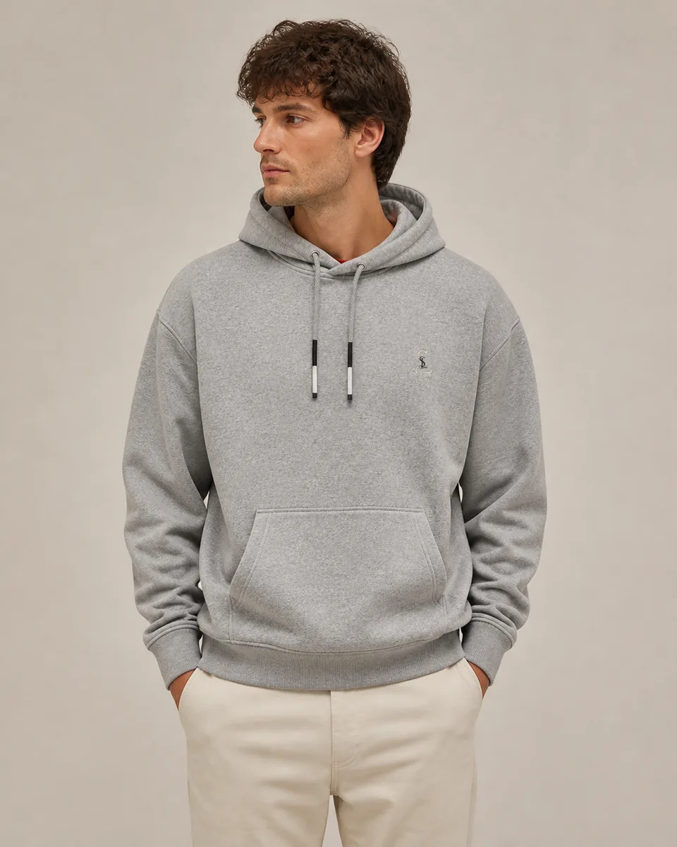 Heather-Gray Hoodie, On Model Studio