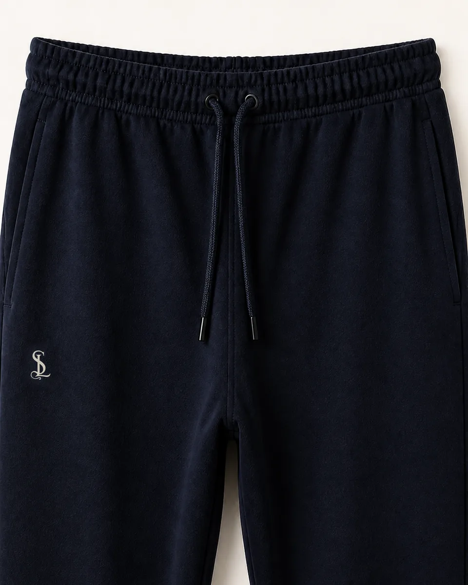 Deep-Navy Jogger, Detail Waist Logo Fabric