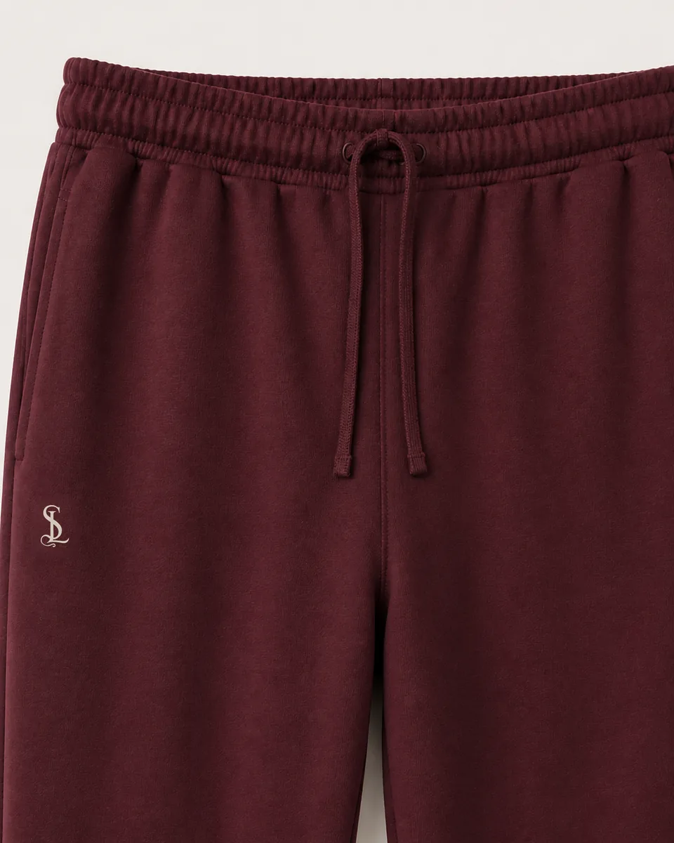 Burgundy Jogger, Detail Waist Logo Fabric