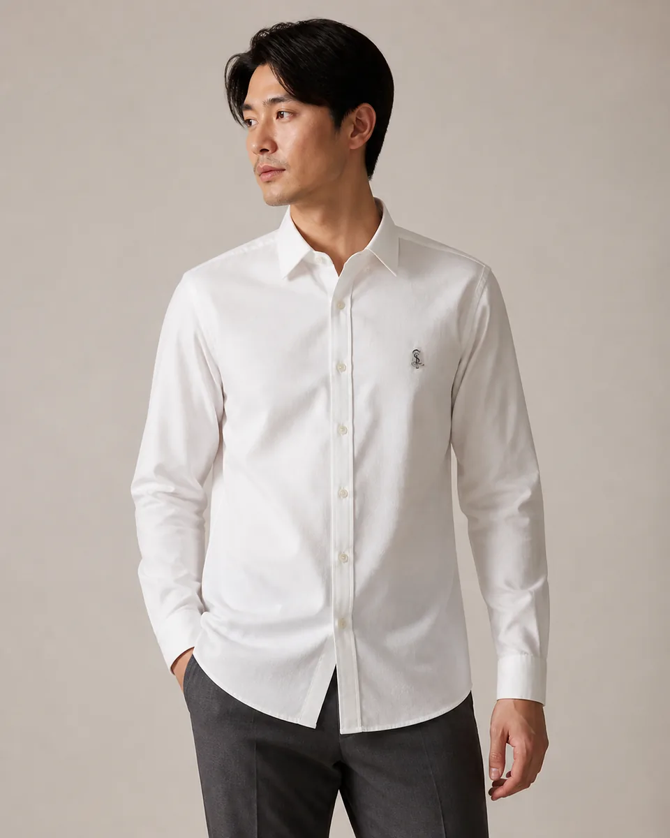 White Oxford Shirt 01, On Model Studio