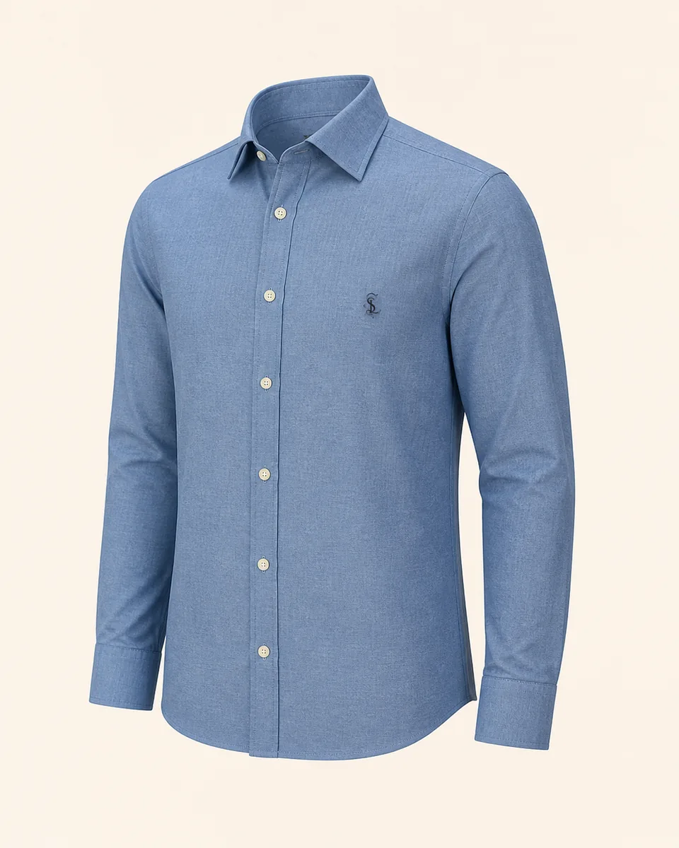 Light-Blue Oxford Shirt 01, Front Three Quarter Catalog