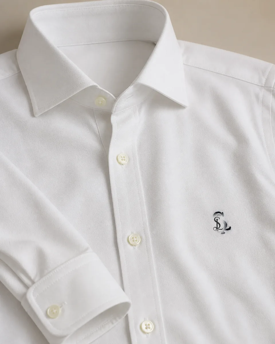 White Oxford Shirt 02, Detail Collar Cuff Logo