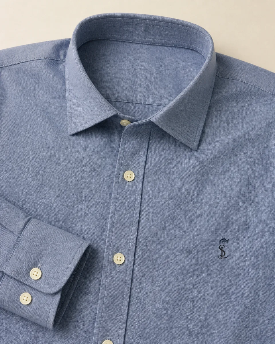 Light-Blue Oxford Shirt 02, Detail Collar Cuff Logo
