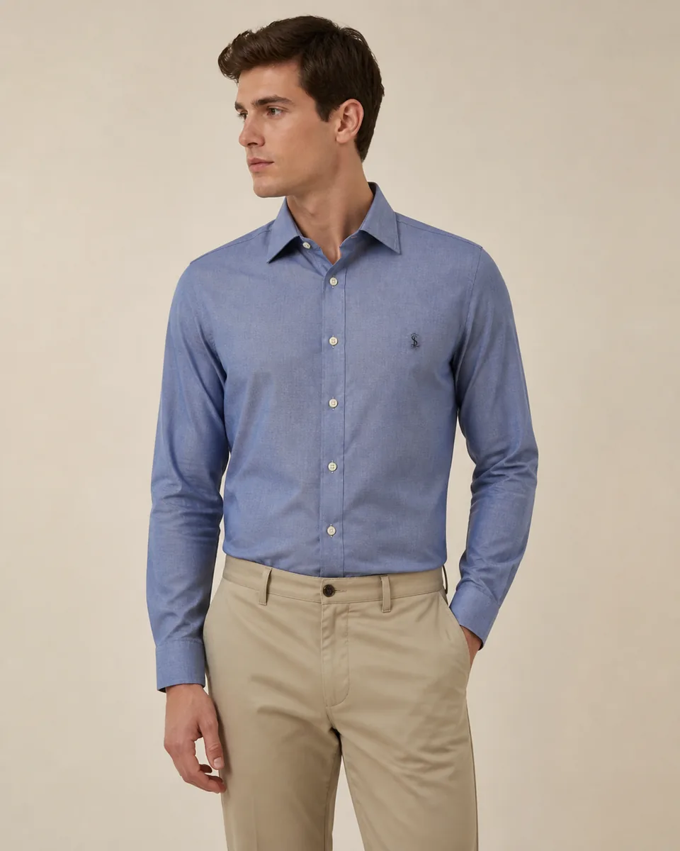 Light-Blue Oxford Shirt 02, On Model Studio