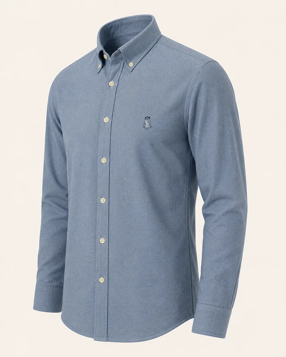 Dark-Blue Oxford Shirt 02, Front Three Quarter Catalog