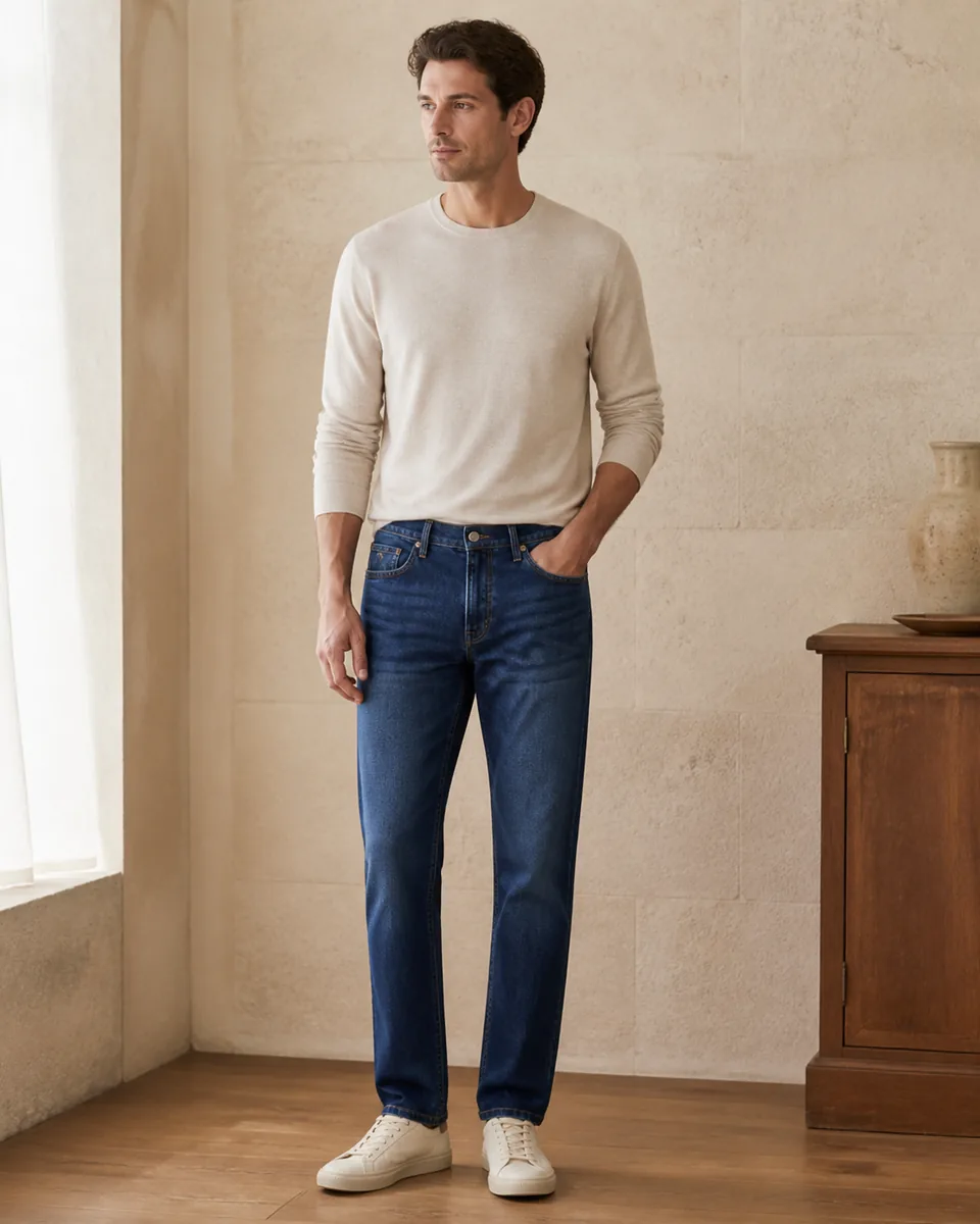 Medium-Blue 5 PKT Denim Long Pant, Lifestyle Campaign