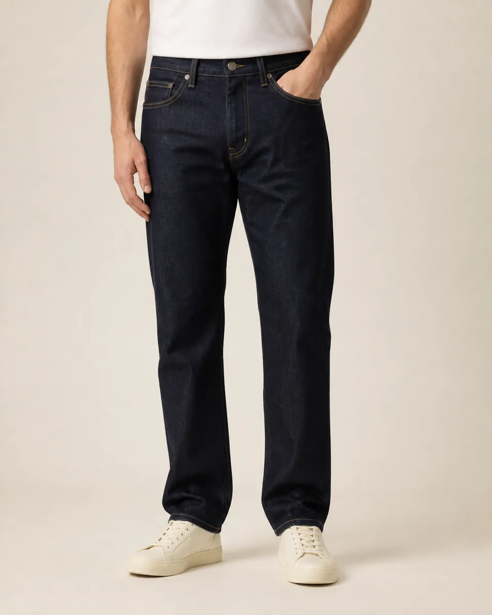 Dark-Blue 5 PKT Denim Long Pant, On Model Studio