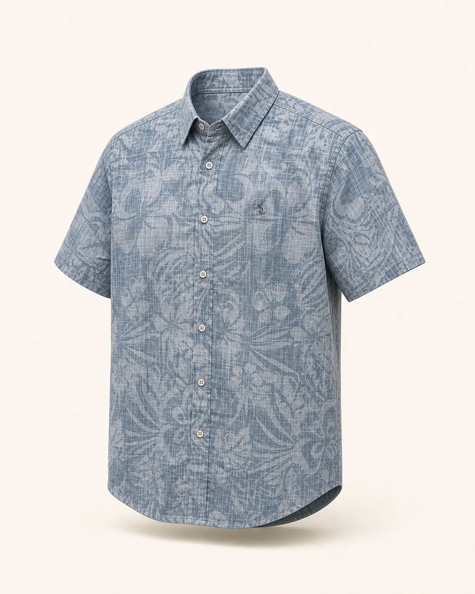 Floral Short-Sleeve Shirt, three quarter catalog