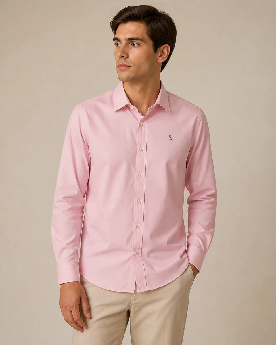 Pink Long-Sleeve Shirt, On Model Studio