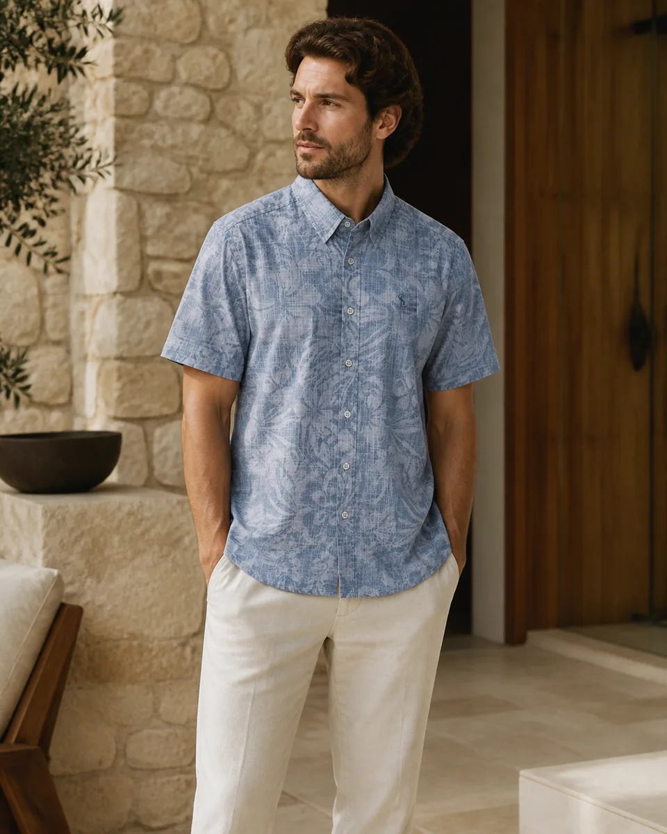 Floral Short-Sleeve Shirt, lifestyle campaign