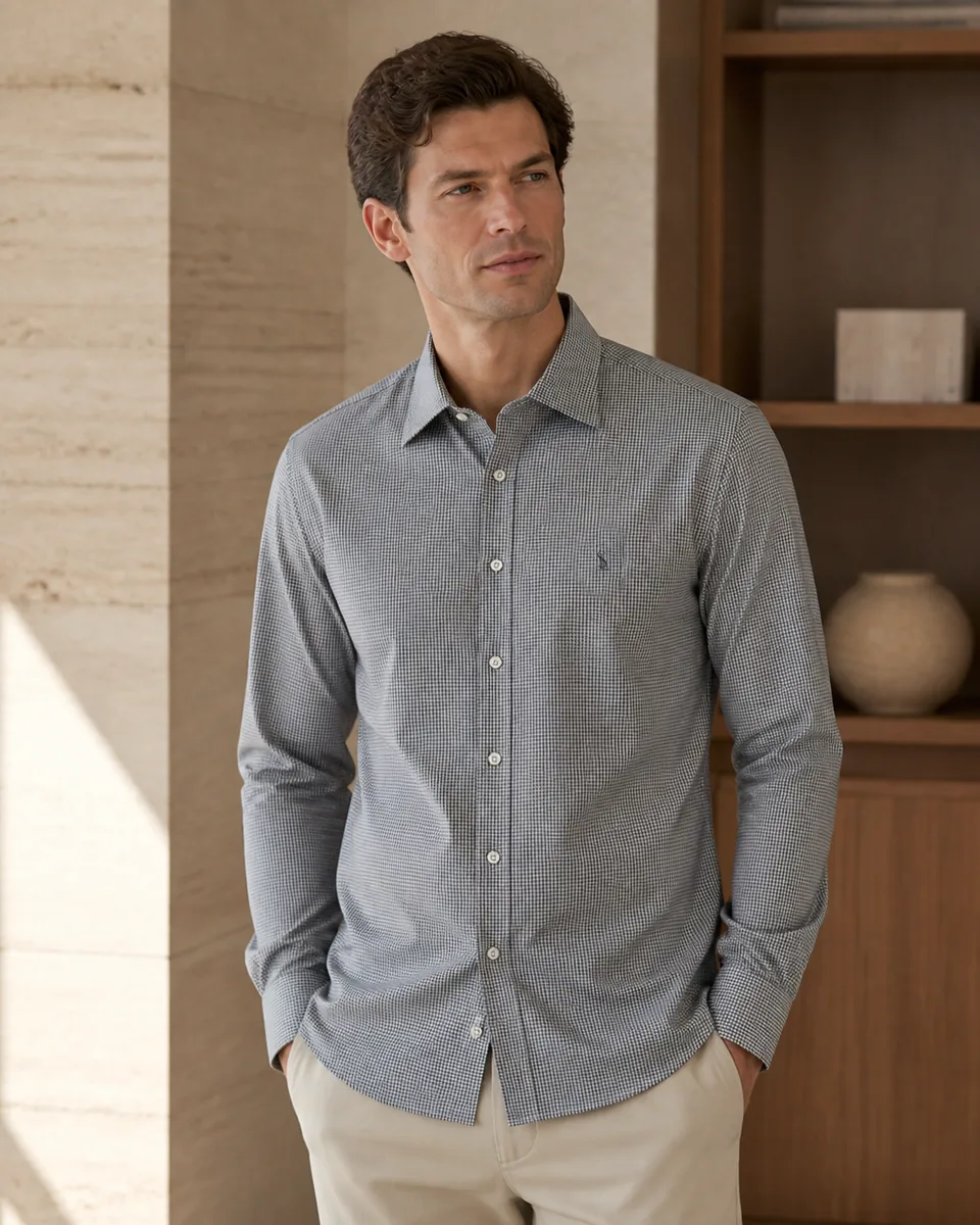 Micro-Check Dress Shirt, lifestyle campaign
