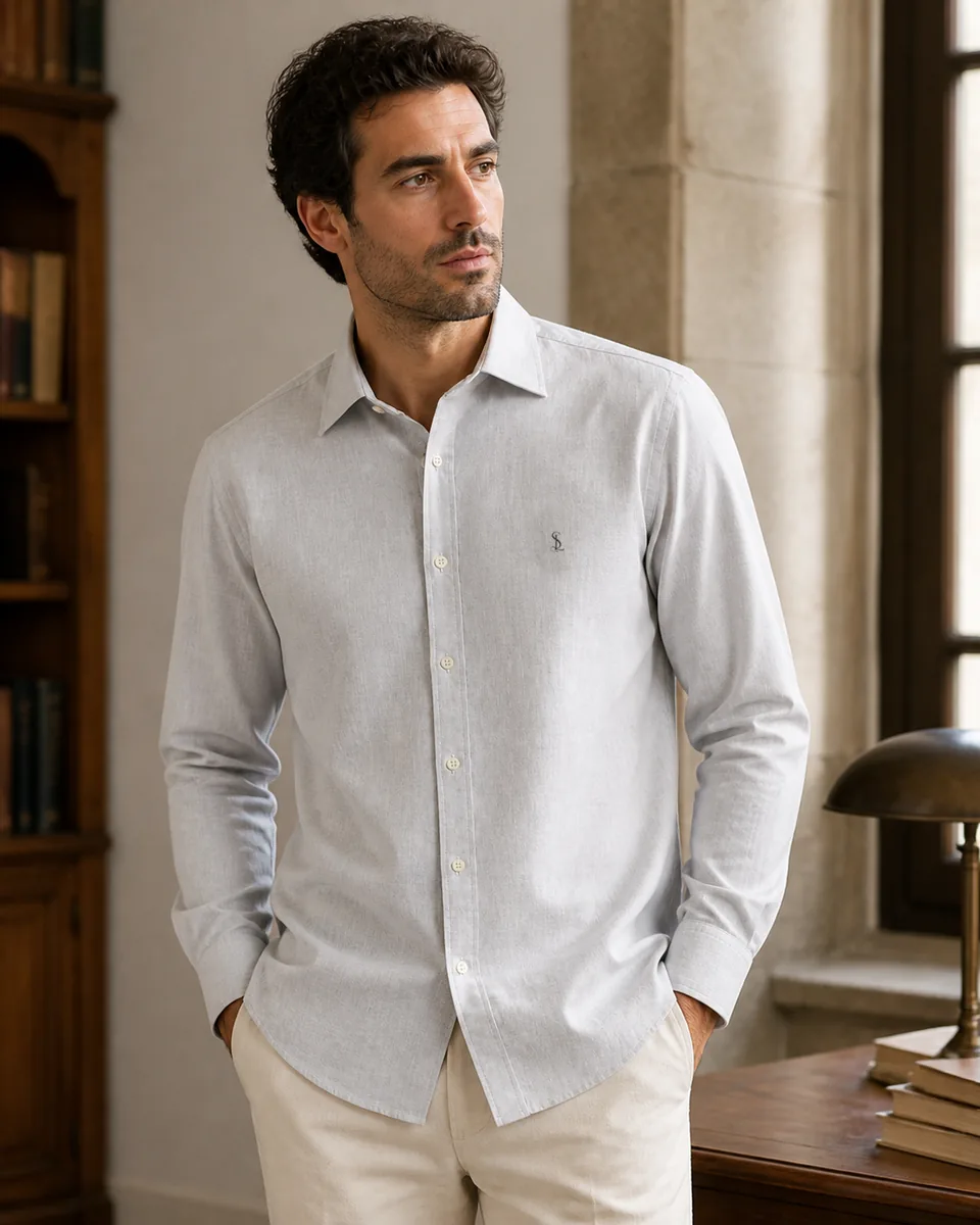 Pale-Gray Button-Down, lifestyle campaign