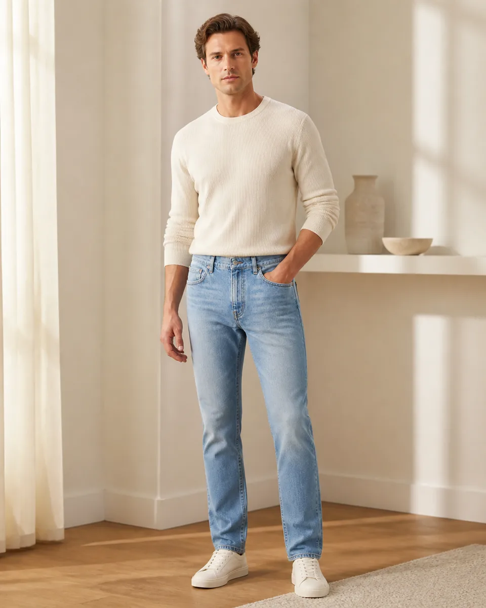 Relaxed Light-Wash Jean, front model lifestyle
