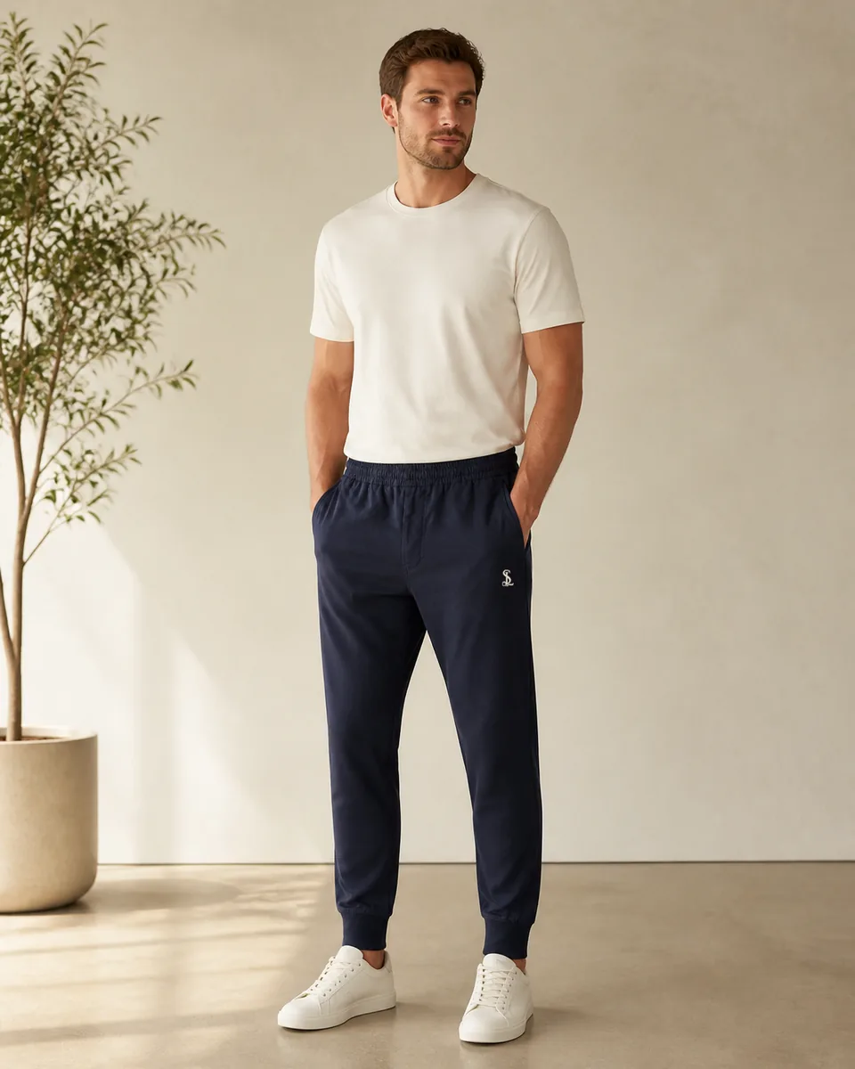 Navy Jogger, front model lifestyle