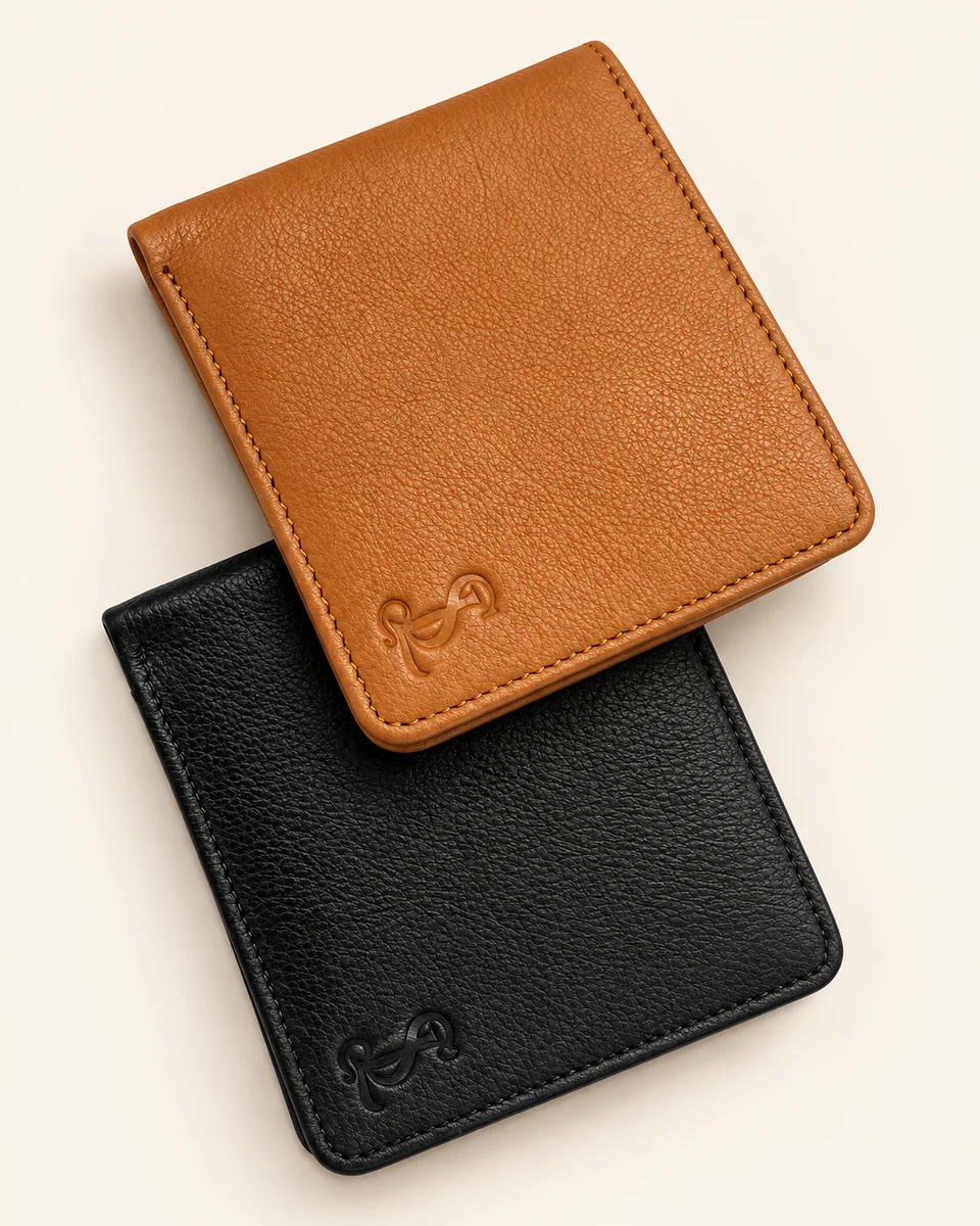 RFID-Blocking Leather Bifold Wallet — Tan lifestyle view