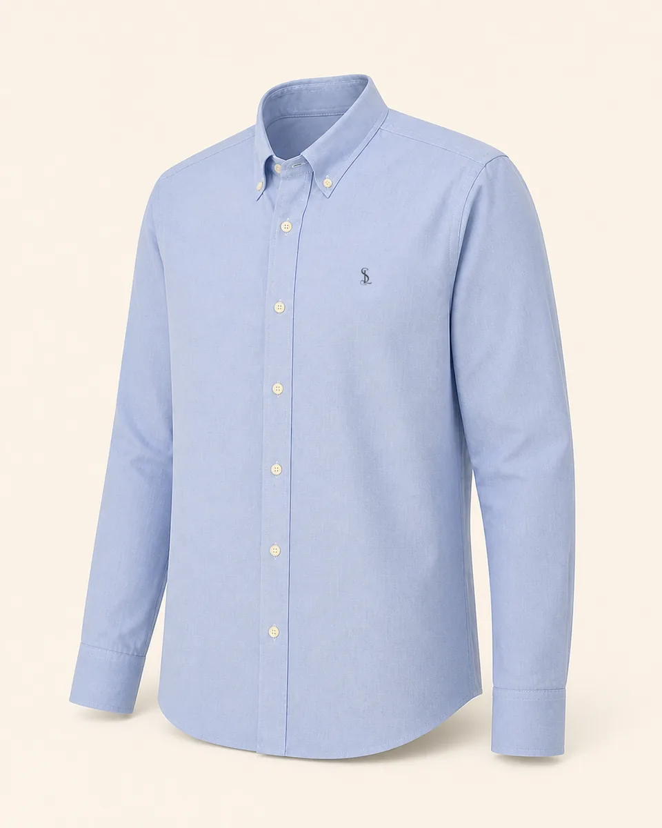 Light-Blue Button-Down, three quarter catalog