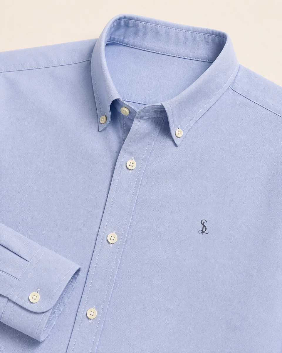 Light-Blue Button-Down, detail collar cuff monogram