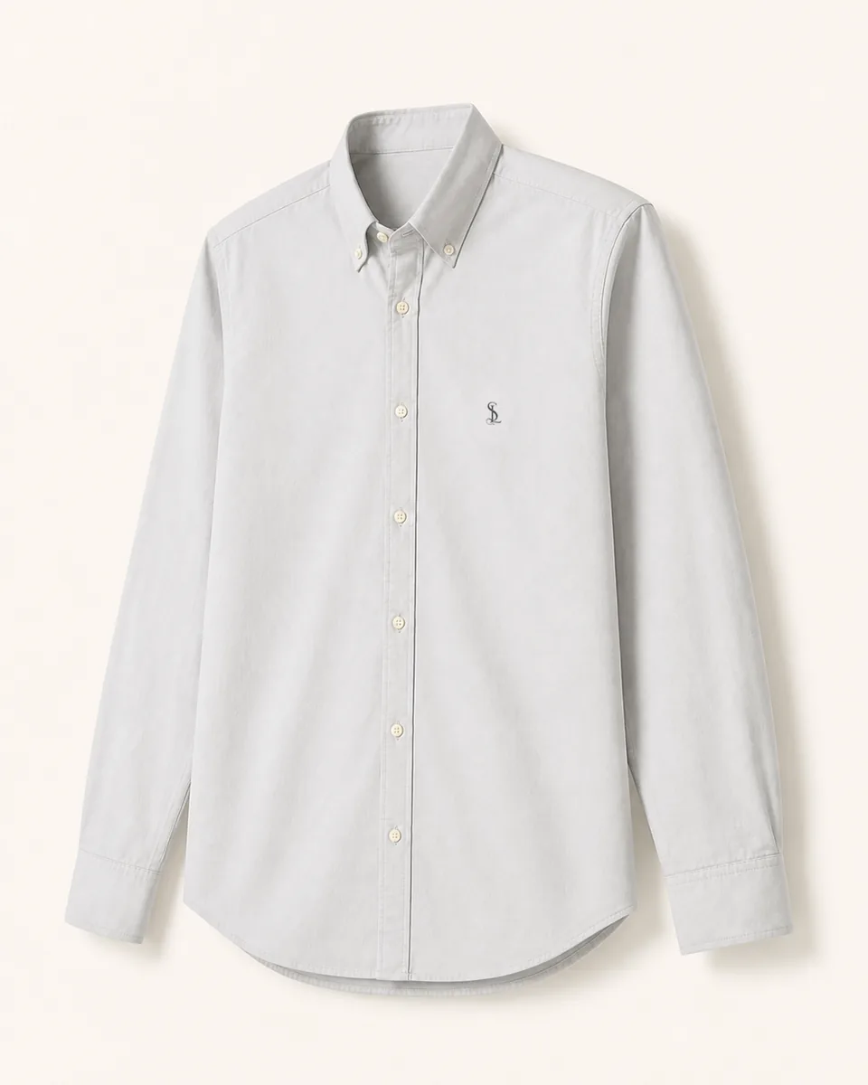 Light-Gray Button-Down, three quarter catalog
