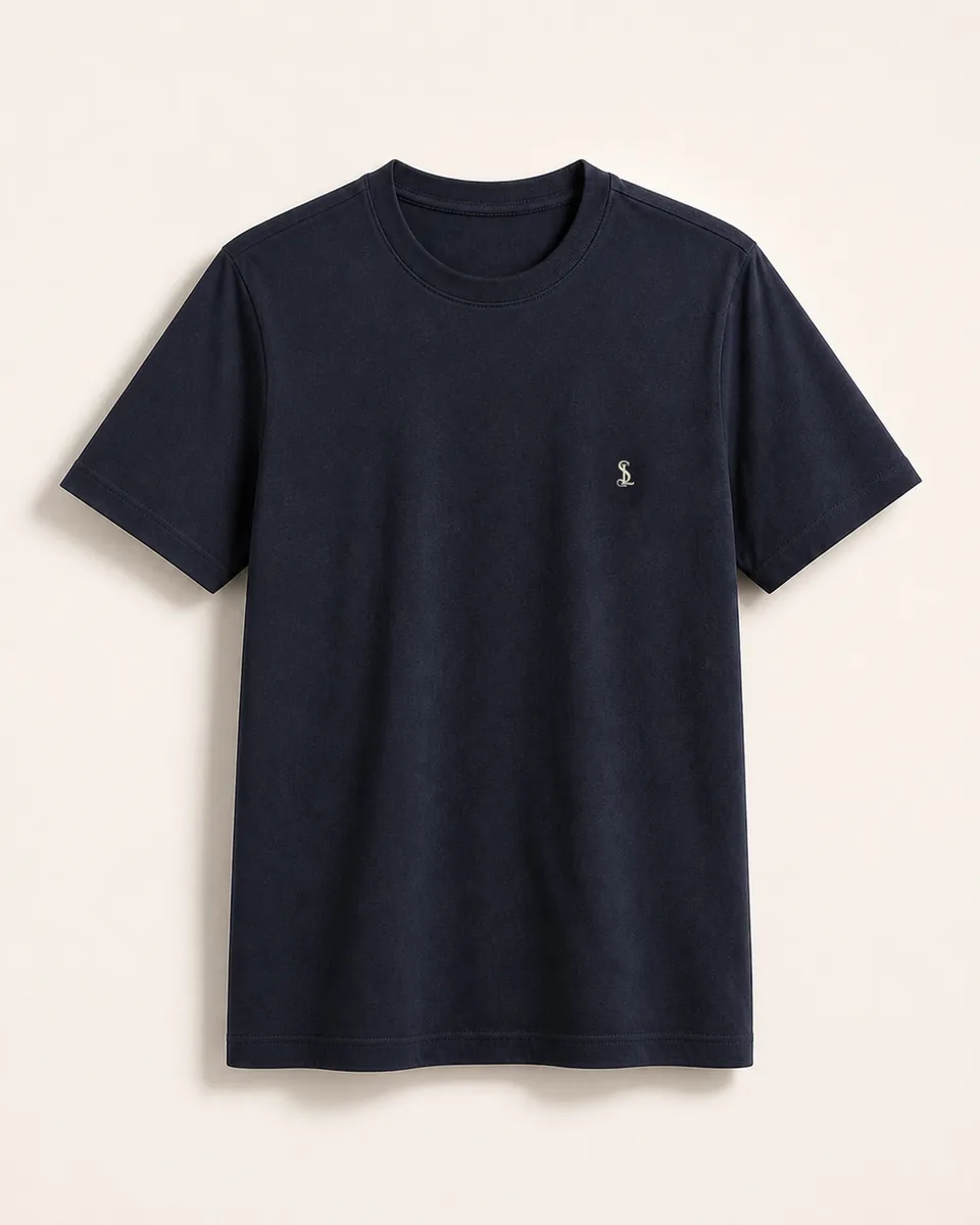 Navy Crewneck Tee, three quarter catalog