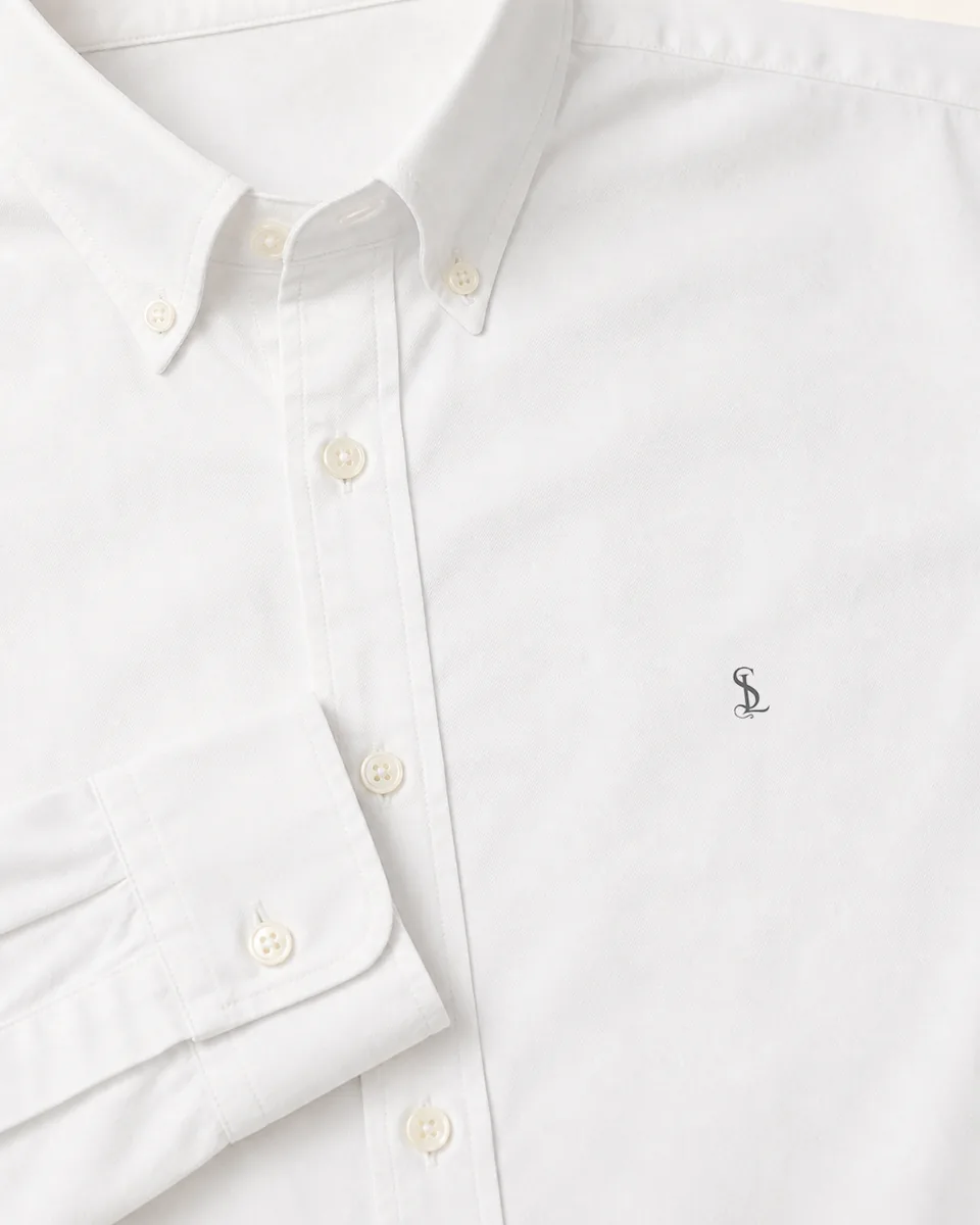 White Button-Down, detail collar cuff monogram