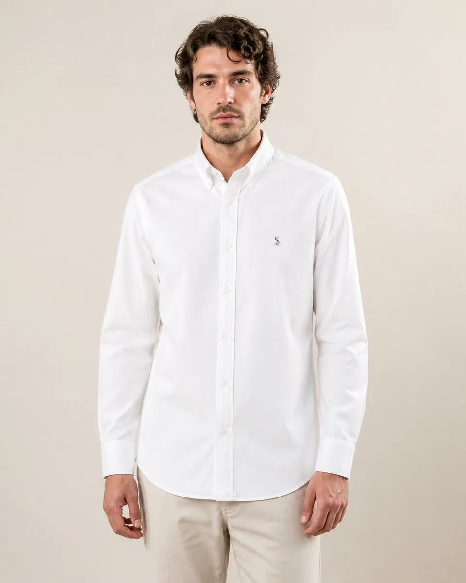 White Button-Down, on model studio