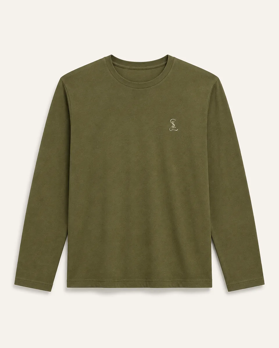 Military Olive Long-Sleeve Crewneck Tee