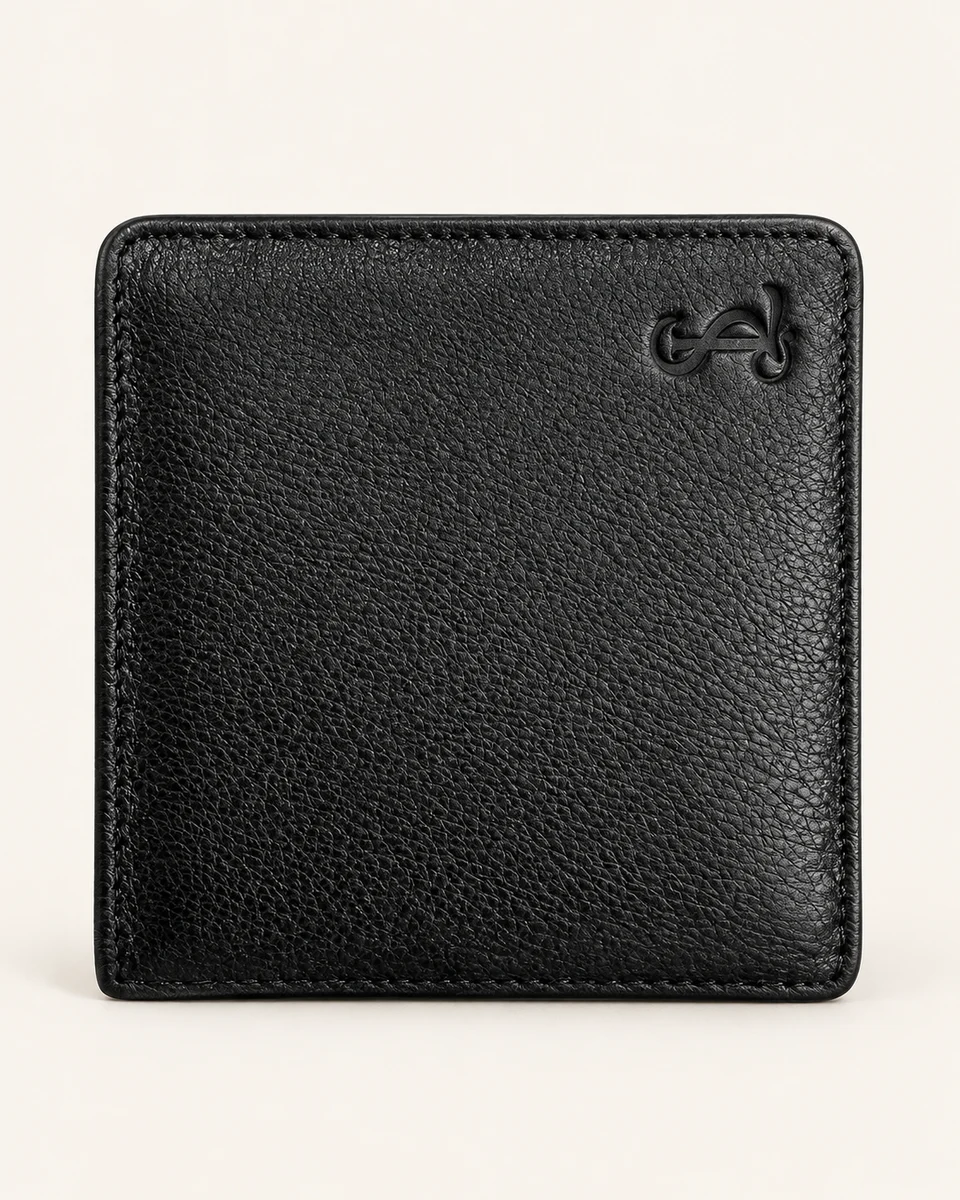 RFID-Blocking Leather Bifold Wallet — Black
